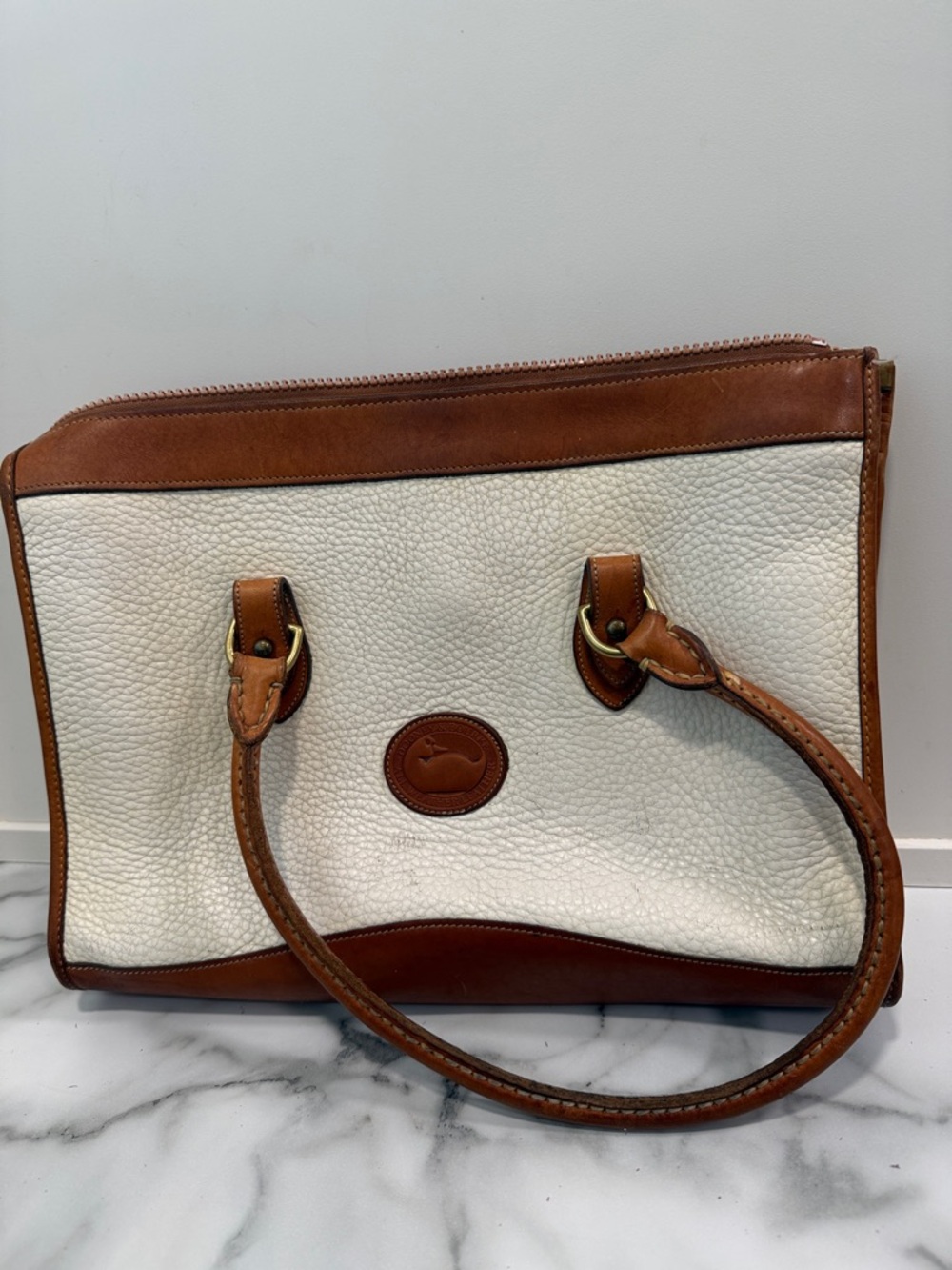 Vintage Dooney & Bourke All-Weather White Leather Satchel